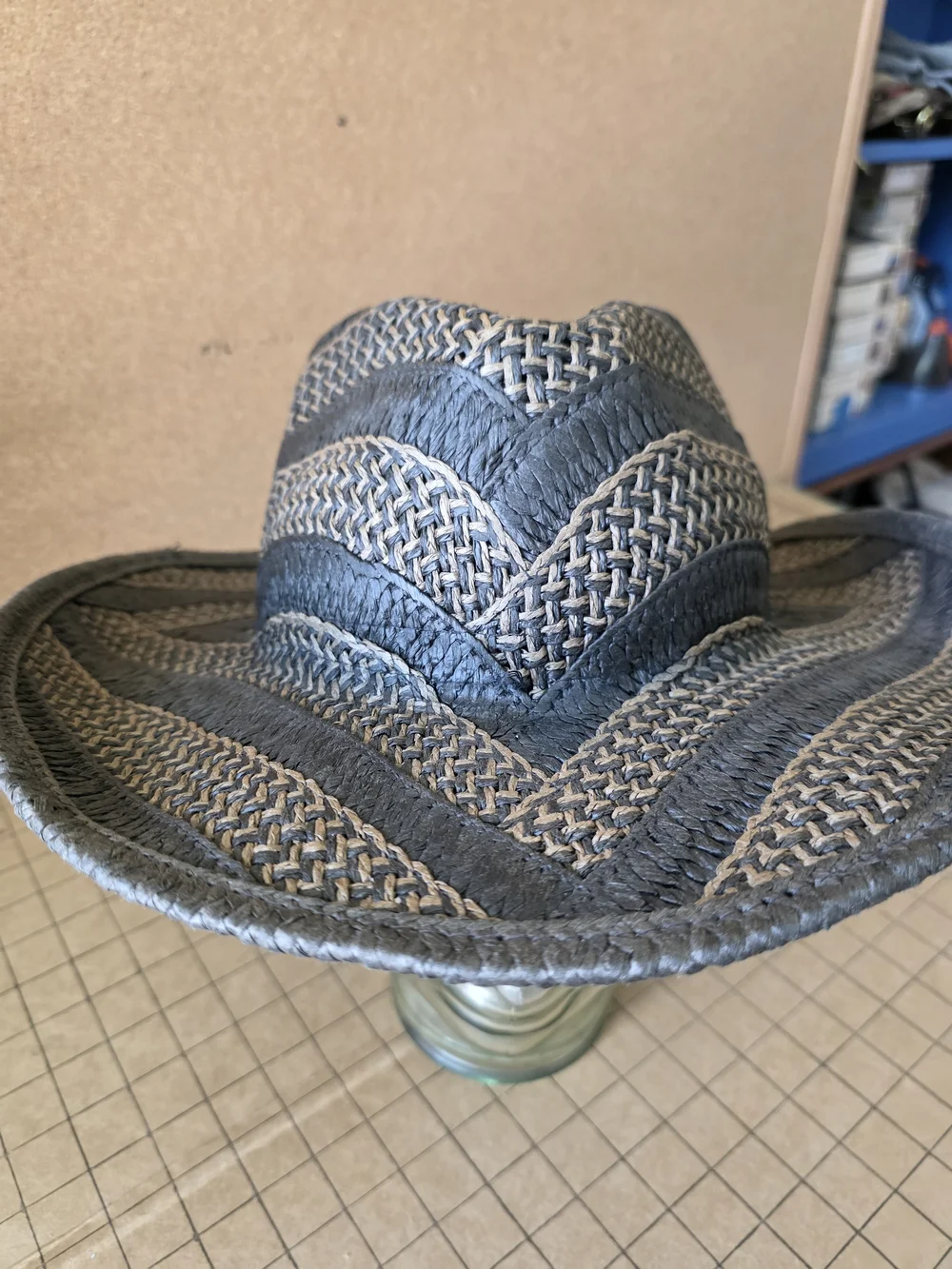 Paramount Outdoors Woven Straw Sun Hat Black Tan Chevron Unisex